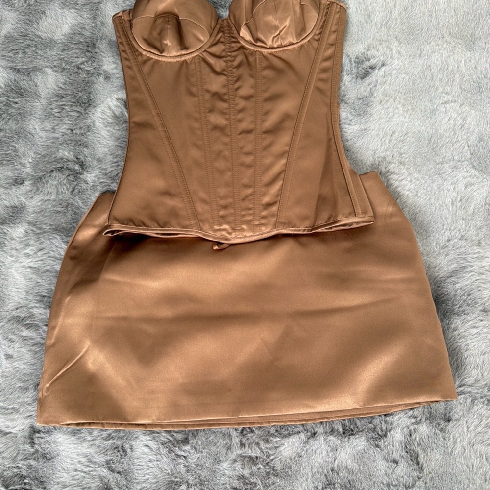 Strapless Bodycon Mini Dress in Nude - Picture 3 of 5
